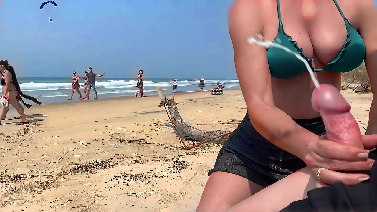 Milf jerks me off in front of everyone. Public ejaculation.