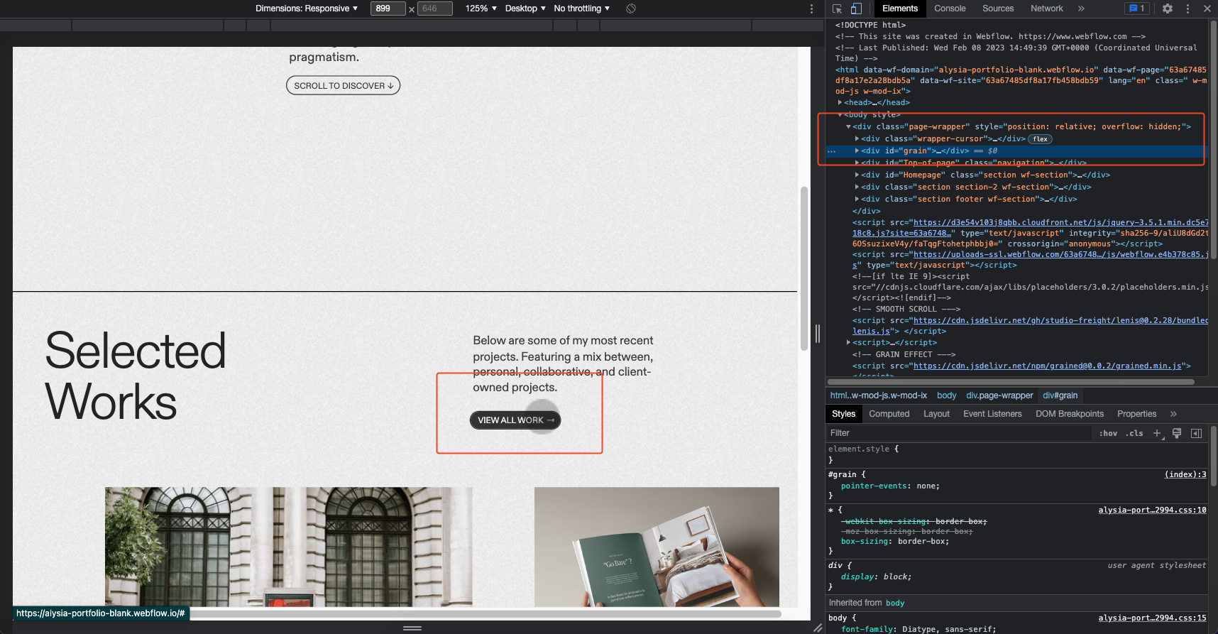 Inspector selects instead of individual elements.. causing issue with ...